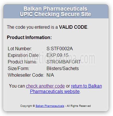 Оригинальный Стромбафорт (Балкан Фарма) Проверка Strombafort (Balkan Pharmaceuticals) с помощью кода